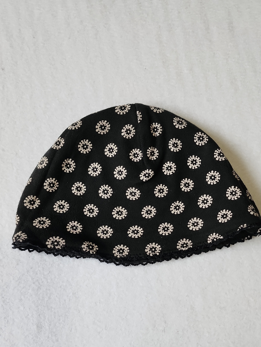 babyGAP Black Beanie with White Dot Floral Print
